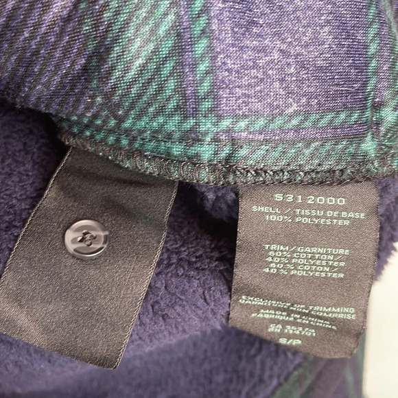 REALTREE Plaid Fleece Hooded Shirt Jacket Navy Green Sherpa Lined Pockets Size S - Picture 12 of 15